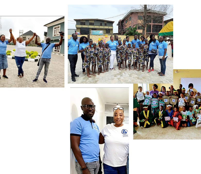BBSI team with school children during an outreach program